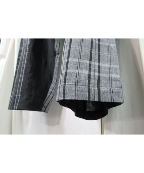 21ss yohji yamamoto pour homme 麻 チェック アシトメリーデザインセットアップ（HD-J45-831/HD-P63-831）