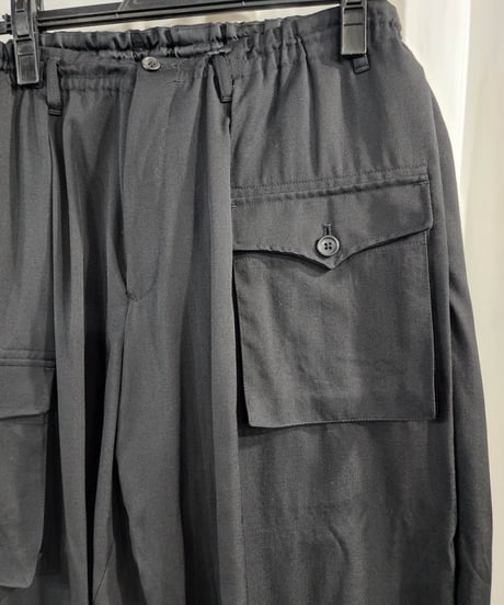 2017ss yohji yamamoto pour homme 黒 ミリタリーデザインパンツ (HD-P77-100)