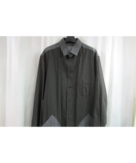 18ss yohji yamamoto pour homme バイカラーロングブラウス  HW-B07-801