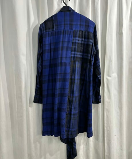Y's yohji yamamoto チェック柄ドレープロングブラウス（YX-B17-800）