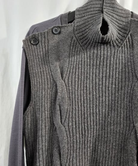 1997aw yohji yamamoto pour homme グレーレイヤードデザインニット　(HI-T36-189)