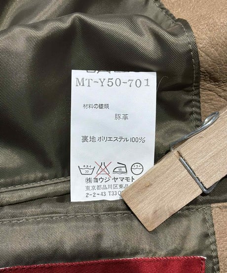 赤タグ Y's for men yohji yamamoto レザーブルゾン（MT-Y50-701）