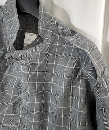 yohji yamamoto pour homme グレーチェックチャイナ風デザインブラウス (HB-B21-928)
