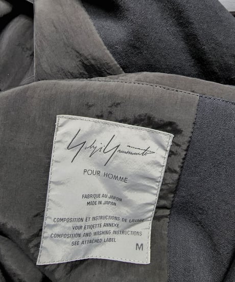 1997ss yohji yamamoto pour homme 黒 バックベルベット切替えデザインジャケット (HU-J97-104)