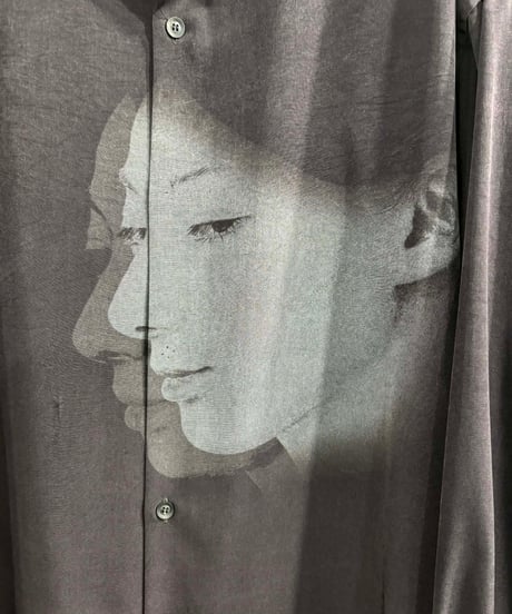 2020SS yohji yamamoto pour homme 内田すずめ プリント ロングブラウス（HN-B30-511）