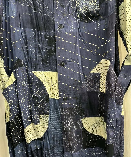 2015SS yohji yamamoto pour homme レ－ヨン ロングブラウス（HU-B46-216）