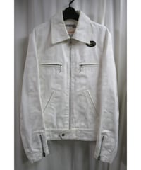 レア AD2002 初期 JUNYA WATANABE MAN×ルイスレザーLewis Leathers 白数字プリントライダースコットン素材ブルゾン（WI-J036）
