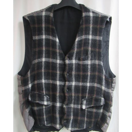コム・デ・ギャルソン・オム・プリュス AD1994 縮絨チェックブルゾン AD1994 COMME des GARCONS HOMME PLUS グレー 縮絨期 切りっ