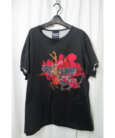 yohji yamamoto +noir BLACK Scandal プリントデザイン 半袖カットソー（NN-T29-094）