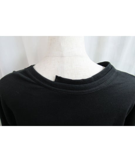 camphor tree 黒 ダブル襟デザインTシャツ