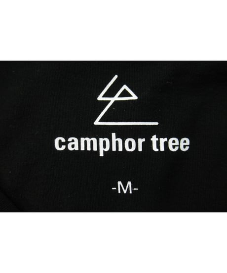 camphor tree 黒 襟カッティングデザインTシャツ