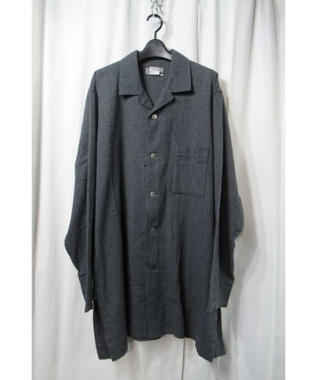 92aw yohji yamamoto pour homme vintage グレー ストライプブラウス（HS-B19-004）