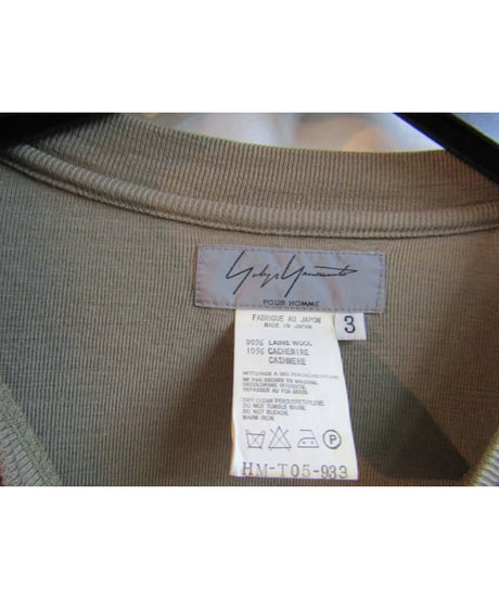 02aw yohji yamamoto pour homme カーキ シンプルニットカットソー HM-T05-933