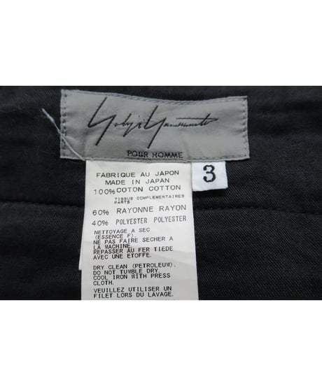 13ss yohji yamamoto pour homme ３タック 脇テープデザイン ストレートパンツ （HX-P64-045）