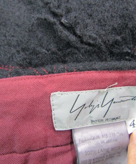 00aw yohji yamamoto POUR HOMME 製品染め ダメージ加工パッチワークパンツ