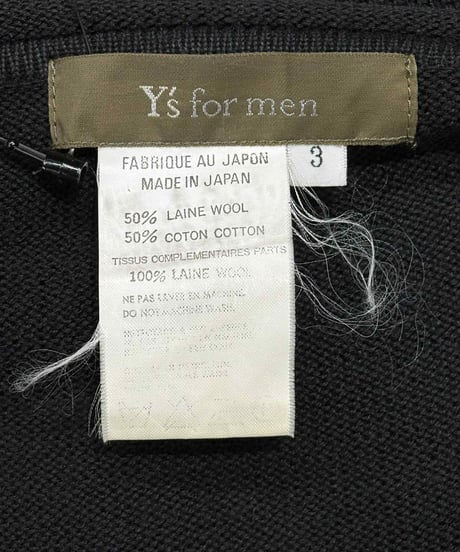 Y's for men yohji yamamoto ジップカーディガン（M-K-206xxx）