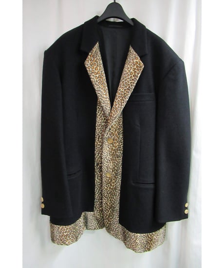 レア 92aw yohji yamamoto pour homme vintage SAMPLE ヒョウ柄切替えデザインジャケット HJ-2