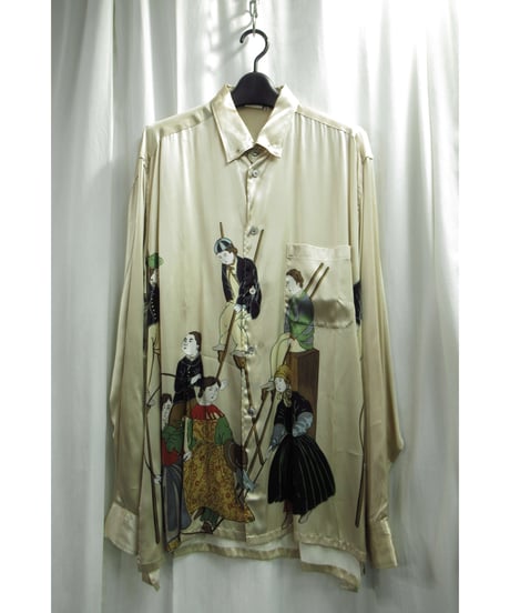 激レア 95aw yohji yamamoto pour homme vintage オリジナル 鹿鳴館 プリントブラウス（HE-B02-820）