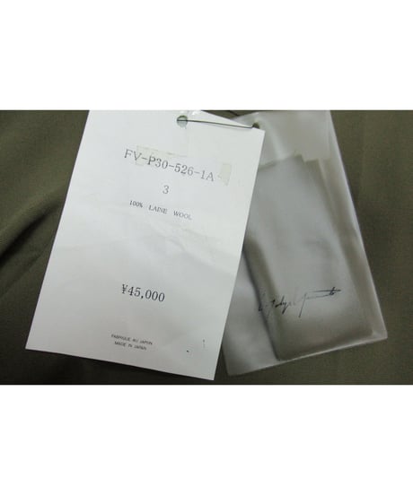 yohji yamamoto femme カーキ シンプルボックスパンツ FV-P30-526