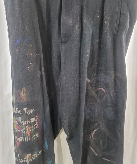 2020ss yohji yamamoto pour homme 麻 プリントパンツ(HN-P38-803)
