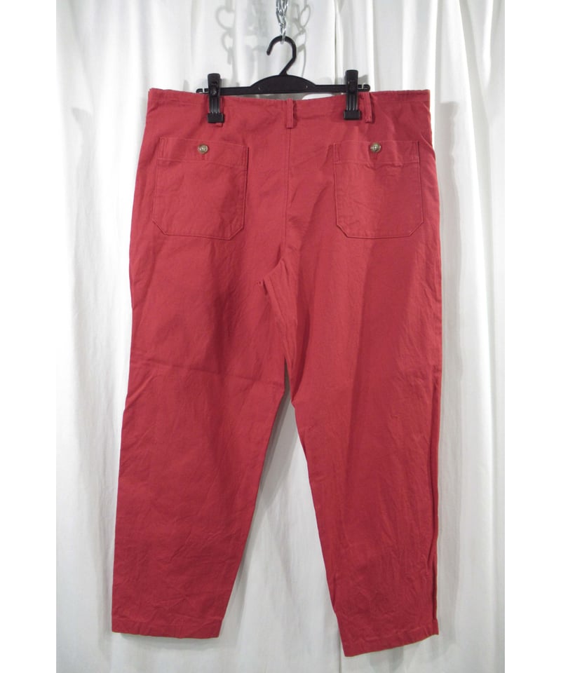 Y's for men yohji yamamoto コットン 赤 ワイドテーパードパンツ（M