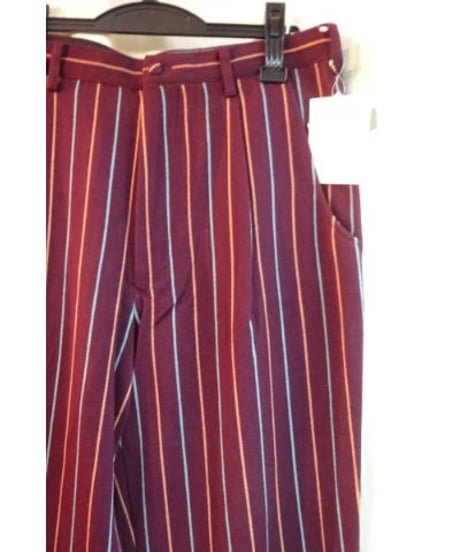 新品 90’s Y's for men yohji yamamoto vintage ストライプ ボルドーデザインパンツ MW-P08-104