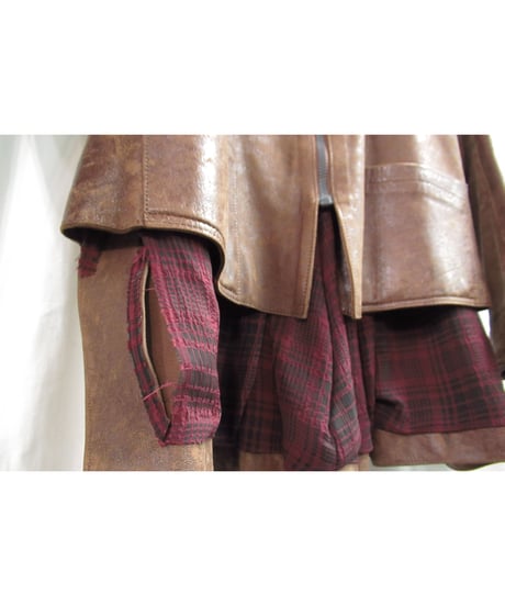レア 95aw yohji yamamoto femme vintage バック 裏地デザイン レザージャケット（FE-J32-709）