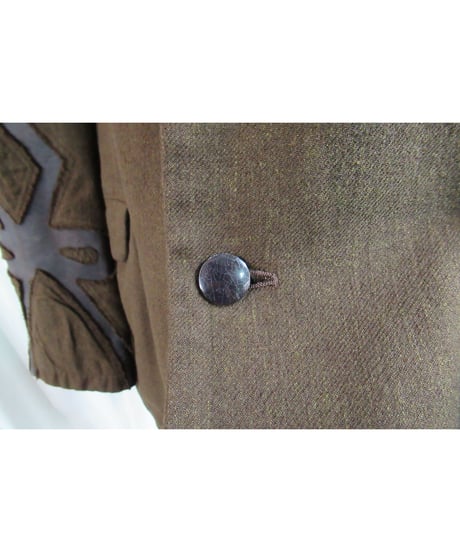 03aw yohji yamamoto pour homme 茶 レザー切替えデザインジャケット HU-J22-119