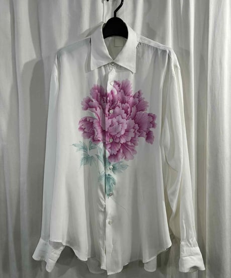 難あり 1996SS yohji yamamoto pour homme vintage 花と少年 花プリントブラウス（H-B-201xxx）