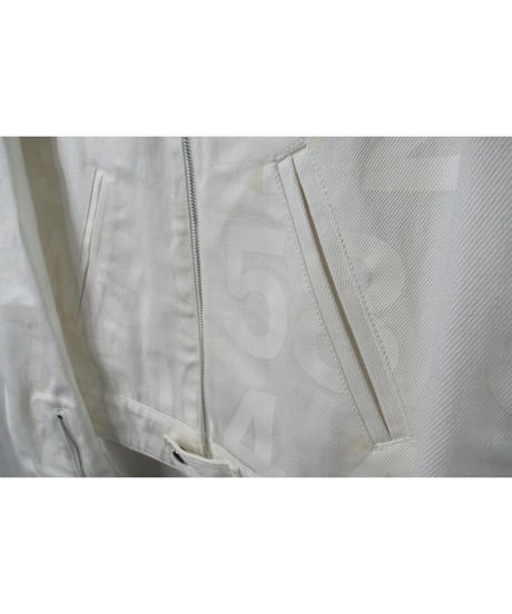 レア AD2002 初期 JUNYA WATANABE MAN×ルイスレザーLewis Leathers 白数字プリントライダースコットン素材ブルゾン（WI-J036）