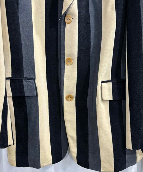 1980's yohji yamamoto pour homme vintage 丸文字ロゴ ストライプジャケット（H-J-239xxx）
