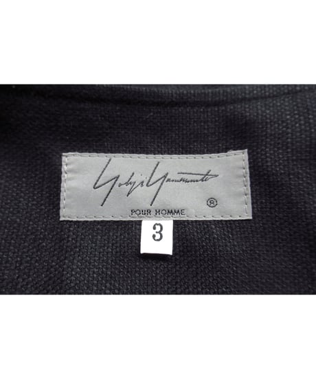 17ss yohji yamamoto pour homme 半身ストライプ レイヤードデザイン ノーカラーブラウス（HD-B25-809）