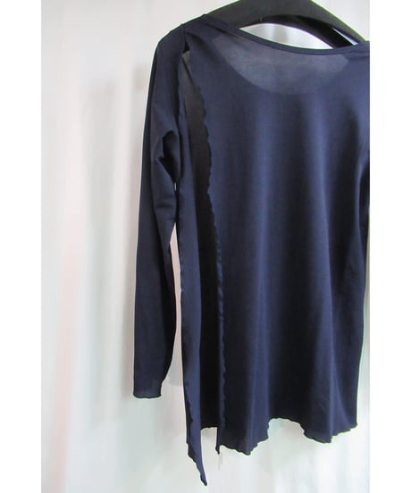 94ss yohji yamamoto femme vintage 紺 バックスリットデザインカットソー FT-B25-608