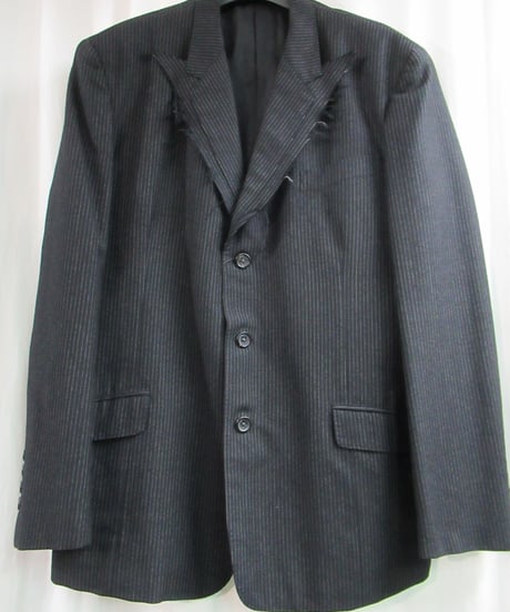 95aw yohji yamamoto pour homme vintage 鹿鳴館期 グレーストライプダメージ加工セットアップ HE-J70-120