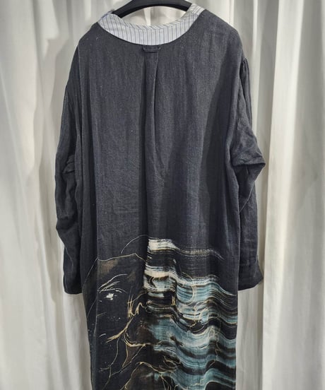 2020ss yohji yamamoto pour homme 麻 デザインロングブラウス(HN-B28-801)
