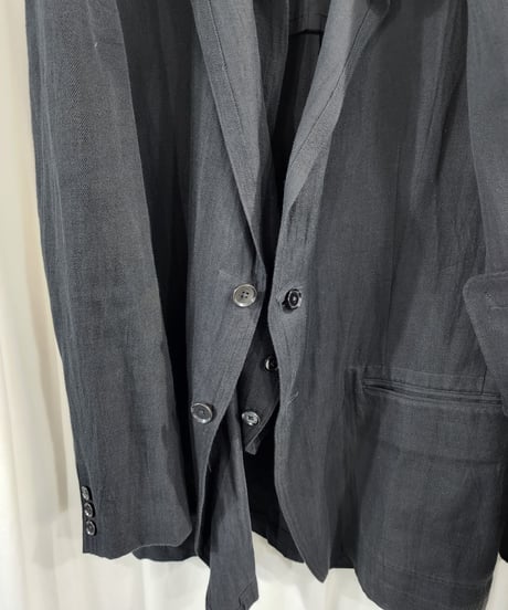 02ss yohji yamamoto pour homme 黒 レイヤードデザインジャケット (HE-J75-007)