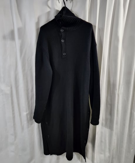 18aw yohji yamamoto pour homme 黒　サイドスリットロングニット （HV-K09-182)