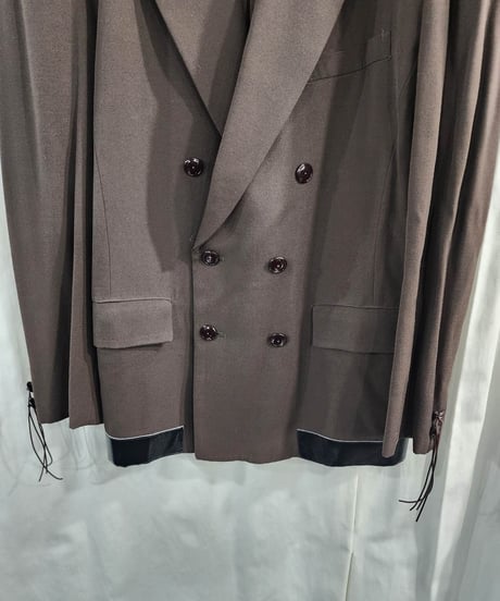 1991aw yohji yamamoto pour homme 6.1THEMEN レザー切替えダブルジャケット (yj-003)