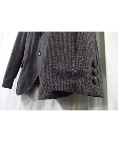 10ss yohji yamamoto pour homme グレー ストライプ ボタンデザイン コットンジャケット（HJ-J36-042）