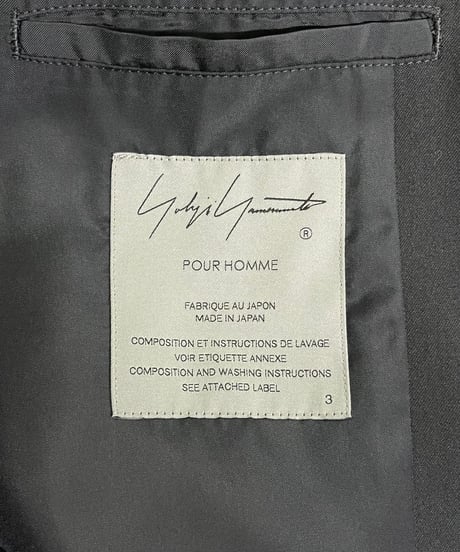 2021AW yohji yamamoto pour homme 女優刺繡 ノーカラーロングジャケット（HX-J51-130）