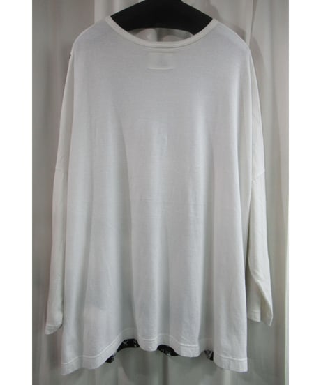 18aw B yohji yamamoto +noir 白 顔料プリントデザインカットソー NV-T55-071