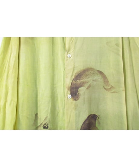 Ground Y yohji yamamoto 河鍋暁斎 鳥獣戯画プリント ロングブラウス（GN-B17-854）