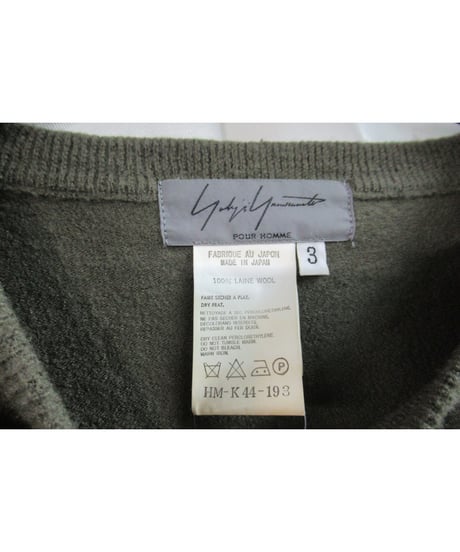 02aw yohji yamamoto pour homme カーキ シンプルニット HM-K44-193