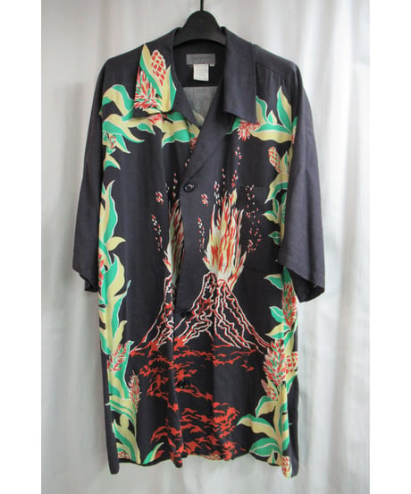 レア 97ss yohji yamamoto pour homme vintage 火山プリントデザインドレスシャツ HU-D14-262