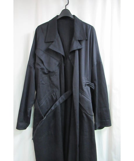 17aw B yohji yamamoto noir ボタンレスデザインベルトコート NK-C54-008