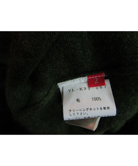 Y's 赤タグ yohji yamamoto カーキＶネックロングニット YL-K99-567