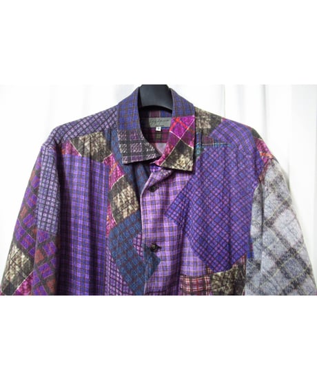 16aw yohji yamamoto pour homme パッチワークプリントデザイン ロングブラウス（HR-B41-161）