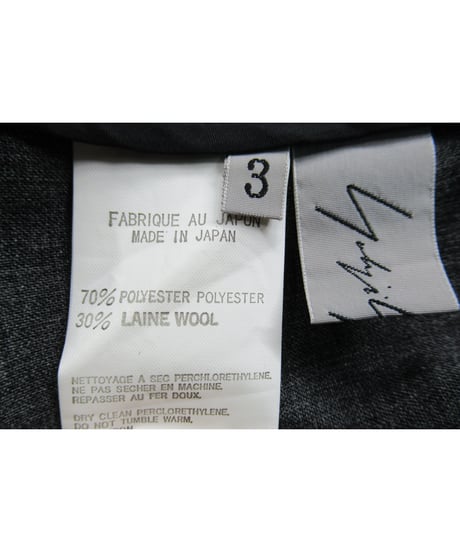 03ss yohji yamamoto femme ノースリーブ ボタンレスデザインジャケット グレー（FQ-J35-118-G）