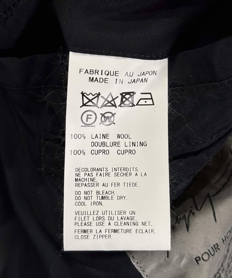 2020SS yohji yamamoto pour homme ファスナーロングジャケット（HN-J34-100）