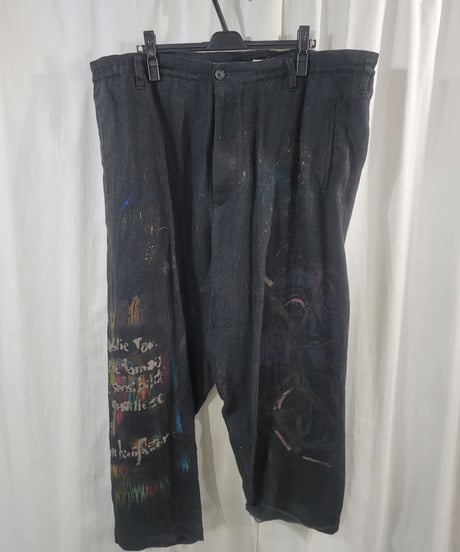 2020ss yohji yamamoto pour homme 麻 プリントパンツ(HN-P38-803)